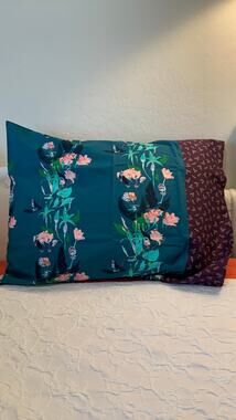 Handmade Floral Pillowcases, Anna Maria Horner Teal Peach Print